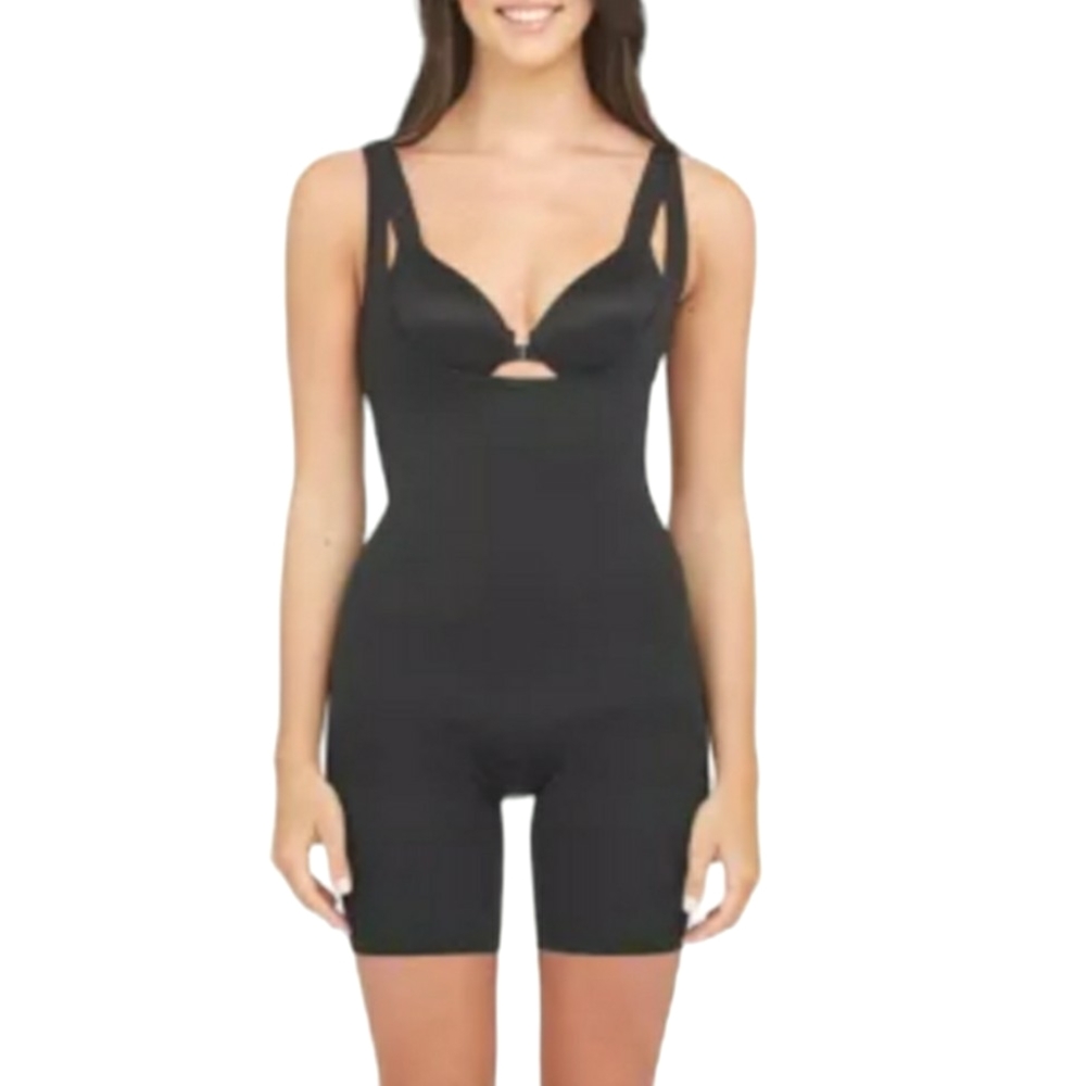 NWT Assets by Spanx Shaping Open-Bust Very Black Bodysuit Women's Size Medium